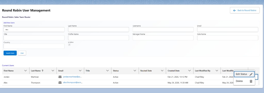 Edit Status dialog with Apply to all Round Robins checkbox